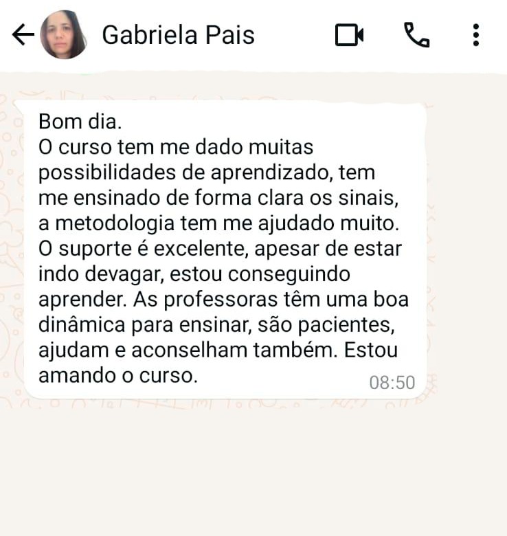 Depoimento real de aluna no WhatsApp